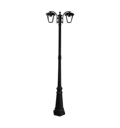 199cm 2-flammige Gartenleuchte, E27 - Schwarz, Aluminium, IP44 Außen, ohne Leuchtmittel