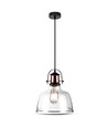 Vintage Pendelleuchte aus transparentem Glas, E27 Fassung - Schwarze Basis, max. 60W, Ø79,1cm, ohne Leuchtmittel