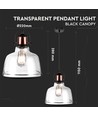 Vintage Pendelleuchte aus transparentem Glas, E27 Fassung - Schwarze Basis, max. 60W, Ø79,1cm, ohne Leuchtmittel