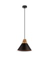 Ø26cm Pendelleuchte aus Aluminium mit Holzdekor - E27 Fassung, max. 60W, schwarz, ohne Leuchtmittel