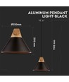 Ø26cm Pendelleuchte aus Aluminium mit Holzdekor - E27 Fassung, max. 60W, schwarz, ohne Leuchtmittel