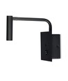 3W LED Bett/Hotel Wandleuchte mit USB und Schalter - Schwarz, 3000K, COB CREE Chip, 12x12 cm