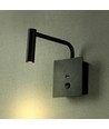 3W LED Bett/Hotel Wandleuchte mit USB und Schalter - Schwarz, 3000K, COB CREE Chip, 12x12 cm