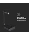 3W LED Bett/Hotel Wandleuchte mit USB und Schalter - Schwarz, 3000K, COB CREE Chip, 12x12 cm