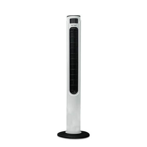 55W LED Turmventilator, 116cm - Inkl. Fernbedienung, Temperaturanzeige, 3 Geschwindigkeiten, Weiß/Schwarz