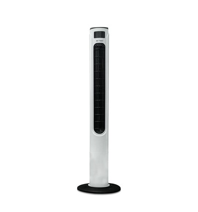 55W LED Turmventilator, 116cm - Inkl. Fernbedienung, Temperaturanzeige, 3 Geschwindigkeiten, Weiß/Schwarz