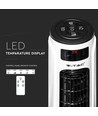 55W LED Turmventilator, 116cm - Inkl. Fernbedienung, Temperaturanzeige, 3 Geschwindigkeiten, Weiß/Schwarz