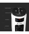 55W LED Turmventilator, 116cm - Inkl. Fernbedienung, Temperaturanzeige, 3 Geschwindigkeiten, Weiß/Schwarz