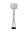 Designer Stehlampe E27 - runder elfenbeinfarbener Lampenschirm, schwarzer Metallfuß