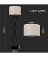 Designer Stehlampe E27 - runder elfenbeinfarbener Lampenschirm, schwarzer Metallfuß