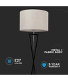 Designer Stehlampe E27 - runder elfenbeinfarbener Lampenschirm, schwarzer Metallfuß