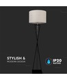 Designer Stehlampe E27 - runder elfenbeinfarbener Lampenschirm, schwarzer Metallfuß