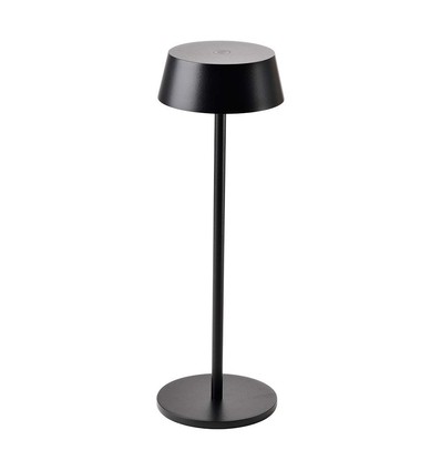 2W wiederaufladbare LED Tischleuchte, IP54 - 200lm, dimmbar, Touch, 8-10 Stunden Akku, schwarzes Finish