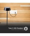 2W wiederaufladbare LED Tischleuchte, IP54 - 200lm, dimmbar, Touch, 8-10 Stunden Akku, schwarzes Finish