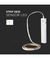 1m 2,4W LED Strip mit Batteriefach und Sensor - 6V, IP65, 4000K, PIR Sensor, inkl. 3M Tape