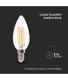 VT-2327 LED-Kerzenlampe 6W E14 - Glühfaden, klarer Deckel, 6500K, 130lm/W