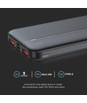 10000mAh Powerbank, 22.5W PD - Ultradünn, schwarz, Fast Charging, LED-Indikator