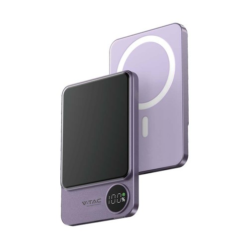 5000mAh ultra-dünne MagSafe Powerbank, 20W - Aluminium, lila, kabelloses Schnellladen