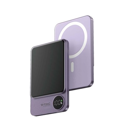 5000mAh ultra-dünne MagSafe Powerbank, 20W - Aluminium, lila, kabelloses Schnellladen