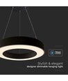 60cm 50W dimmbare LED Pendelleuchte - 122lm/W, 6100lm, schwarzer Ring, 4000K, TRIAC dimmbar