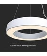60cm 50W LED Designer Pendelleuchte, dimmbar - 4000K, 6100lm, weiß, Triac dimmbar