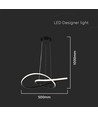 20W Ø50cm runde LED Pendelleuchte - 130lm/W, schwarz, 3000K, modernes Design