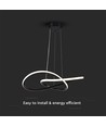 20W Ø50cm runde LED Pendelleuchte - 130lm/W, schwarz, 3000K, modernes Design