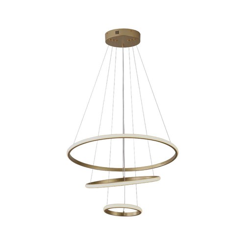 32W LED Pendelleuchte, 3 Ringe - Gold, Ø60+40+20cm, 3880lm, 3000K, dekorative Deckenleuchte