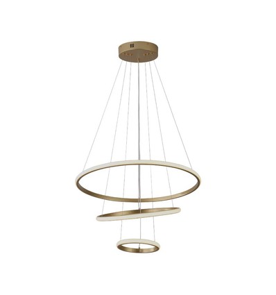 32W LED Pendelleuchte, 3 Ringe - Gold, Ø60+40+20cm, 3880lm, 3000K, dekorative Deckenleuchte