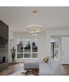 32W LED Pendelleuchte, 3 Ringe - Gold, Ø60+40+20cm, 3880lm, 3000K, dekorative Deckenleuchte