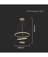 32W LED Pendelleuchte, 3 Ringe - Gold, Ø60+40+20cm, 3880lm, 3000K, dekorative Deckenleuchte