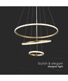 32W LED Pendelleuchte, 3 Ringe - Gold, Ø60+40+20cm, 3880lm, 3000K, dekorative Deckenleuchte