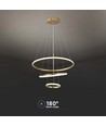 32W LED Pendelleuchte, 3 Ringe - Gold, Ø60+40+20cm, 3880lm, 3000K, dekorative Deckenleuchte
