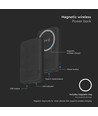 10000mAh magnetische kabellose Powerbank, 20W - Schwarz, inkl. Metallring