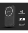 10000mAh magnetische kabellose Powerbank, 20W - Schwarz, inkl. Metallring