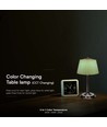 1,5W LED Tischleuchte, 3-in-1 - Chrom/Hellgrün, Touch dimmbar, wiederaufladbar, USB-C, Ø14x28 cm