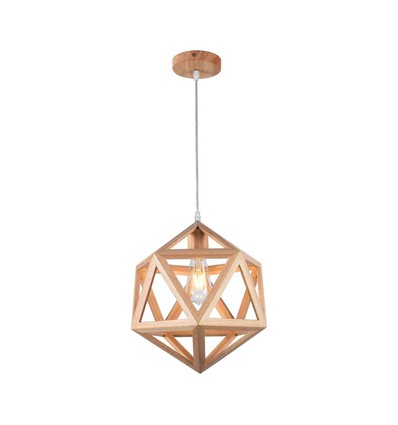 Ø30cm Designer Pendelleuchte in Holzoptik - E27 Fassung, geometrisches Design, max. 60W, ohne Leuchtmittel