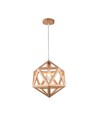 Ø30cm Designer Pendelleuchte in Holzoptik - E27 Fassung, geometrisches Design, max. 60W, ohne Leuchtmittel