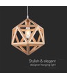 Ø30cm Designer Pendelleuchte in Holzoptik - E27 Fassung, geometrisches Design, max. 60W, ohne Leuchtmittel