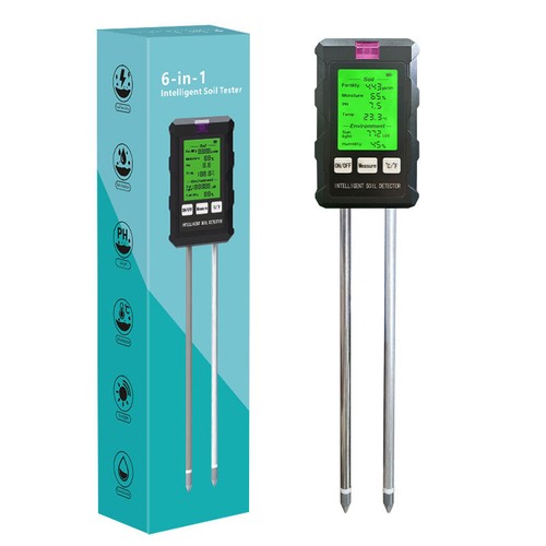 6-in-1 Messgerät - pH, Feuchtigkeit, Temperatur, Licht, Nährstoffe und Luftfeuchtigkeit
