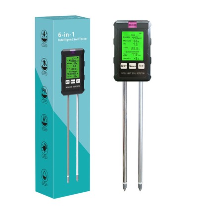 6-in-1 Messgerät - pH, Feuchtigkeit, Temperatur, Licht, Nährstoffe und Luftfeuchtigkeit