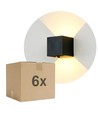 6er-Set 6W CUBIC PRO Wandleuchte - IP65, Schwarz, durchschleifbar, verstellbar, eckig, Up/Down, Innen/Außen, inkl. Leuchtmittel