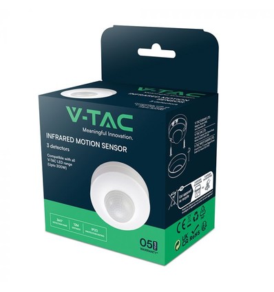 V-Tac Bewegungsmelder LED-freundlich, weiß, PIR-Infrarot