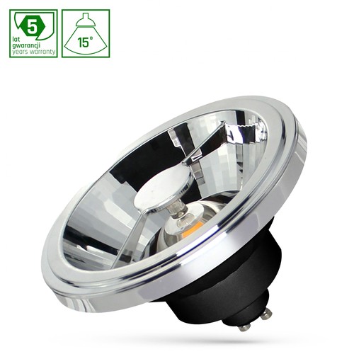 12W AR111 GU10 LED-Leuchtmittel - 15°, schwarz, 5 Jahre Garantie