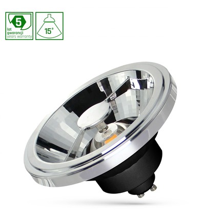 12W AR111 GU10 LED-Leuchtmittel - 15°, schwarz, 5 Jahre Garantie