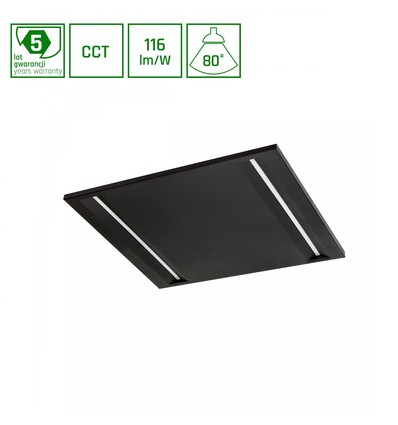 40W Algine Line CCT LED Panel - Schwarz, einstellbare Lichtfarbe, 230V