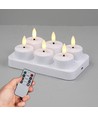 6er-Pack weiße LED-Teelichter inkl. Ladestation - Inkl. Fernbedienung, Timer