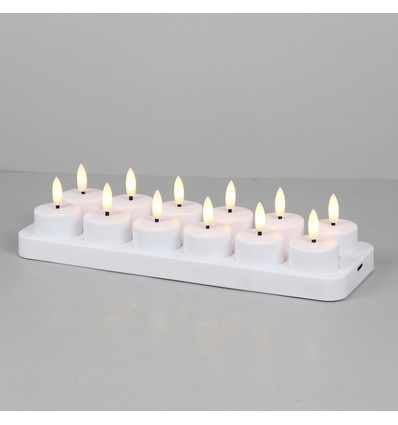 12er-Pack weiße LED-Teelichter inkl. Ladestation - Inkl. Fernbedienung, Timer