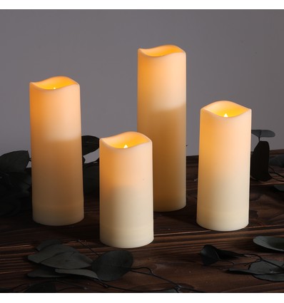 4er-Set LED-Außenkerzen, Fernbedienung, Ø5,5cm - Timer, wasserdicht