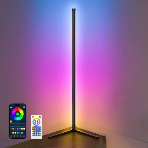 120cm RGBIC Stehlampe für Ecken - Schwarz, Wifi App-Steuerung und Fernbedienung